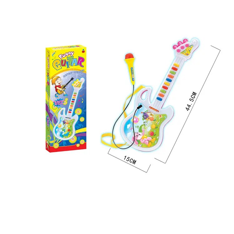 Guitarra eléctrica con micrófono para niños, juguete educativo promocional, instrumento Musical para practicar música, venta al por mayor