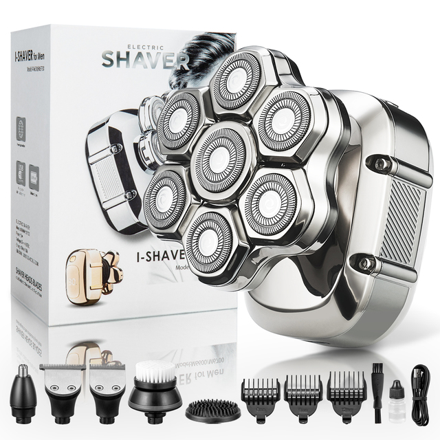Electric Razor for Men 7D Head Shavers for Bald Men 5 in 1 Detachable Head Beard Trimmer Waterproof Razors for Men Grooming Kit