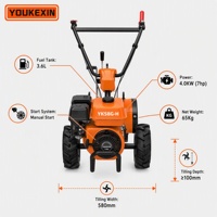 Arado de rotación inversa de gasolina 4x4 con dientes traseros para huertos de verduras, 7HP, venta al por mayor directa de fábrica, elevación hidráulica opcional