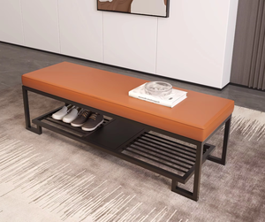 Zapatero integrado de estilo chino, Banco de entrada de cuero, gabinete de zapatos para el nuevo hogar, taburete de viento para mantequilla, otomanos para apartamento - Product Image 2