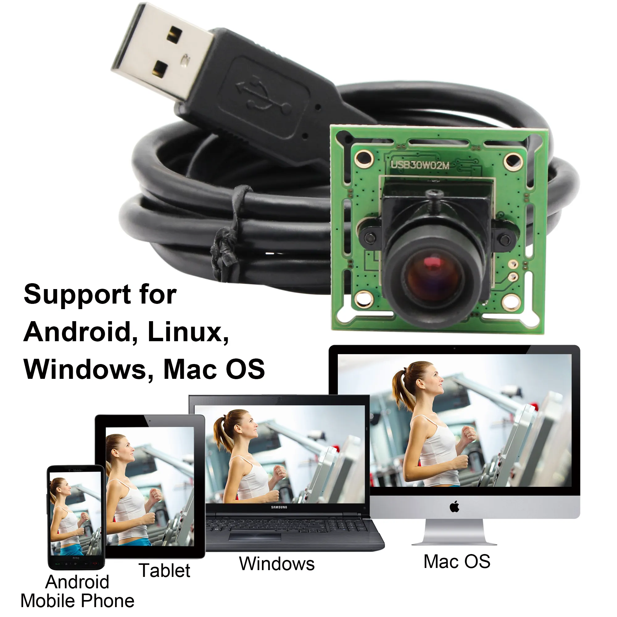 ELP 640*480 P OV7725 Mini Webcam VGA 26*26mm/32*32mm Formato Mini CMOS Modulo Telecamera USB per Macchinari Attrezzature