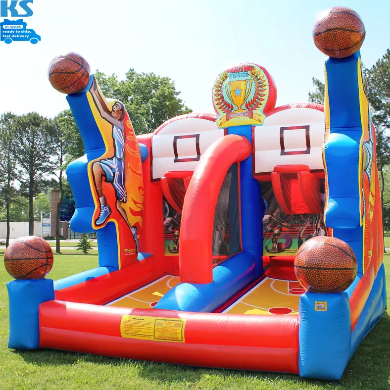 16 * 16ft trẻ em người lớn thương mại PVC Inflatable bóng rổ Trò chơi bắn súng trả lại nhà Inflatable nhảy bouncy lâu đài ngoài trời