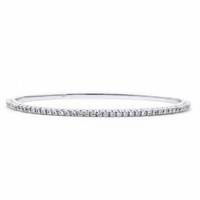 Bracelet jonc certifié en or blanc 14 carats avec de vrais diamants cloutés
