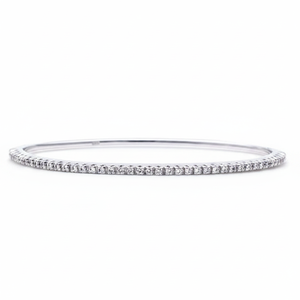 Certified 14K White Gold <b>Bangle</b> <b>Bracelet</b> Real Diamond Studded - Product Image 2