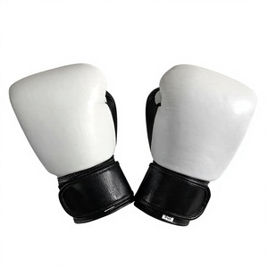 Genuine Cowhide Leather Boxing Gloves Black White Hook Loop Training and Sparring Gloves for Boxing <b>Gyms</b> MMa Gloves Punching <b>Bag</b> - Product Image 5