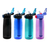 Bouteille de Sport purificateur d'eau 22 oz avec paille filtrante pour la randonnée, le Camping, la survie, les voyages