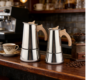 Vente directe usine – Cafetière expresso Moka en acier inoxydable, compatible induction, pour 2, 4, 6 ou 9 tasses - Product Image 1