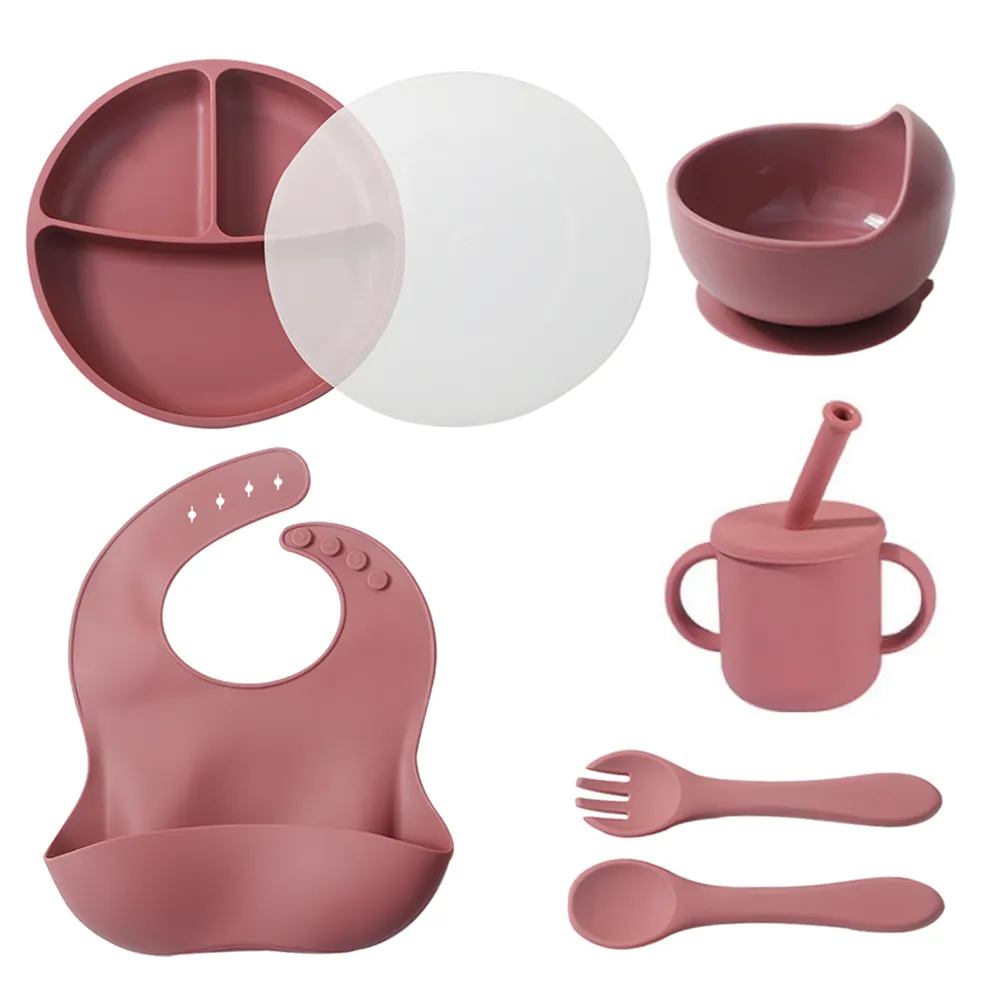 5 Piece New Baby Feeding Products Tableware Set Child Tool Children Deep Split Tray Kids Infant Silicone Tableware Eco for Baby