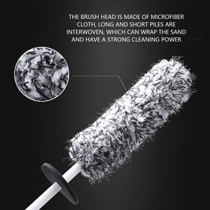 Cepillo <span class=keywords><strong>de</strong></span> microfibra blanco y negro <span class=keywords><strong>de</strong></span> gran venta para ruedas y neumáticos, <span class=keywords><strong>de</strong></span> largo alcance, alta absorción, reutilizable, para lavado <span class=keywords><strong>de</strong></span> coches y muebles. - Product Image 6
