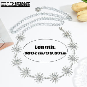 高級合金天然石夏ボディハーネス女性エレガントゴールドウエストクロスオーバージュエリー流行のベリーチェーン記念日 - Product Image 4