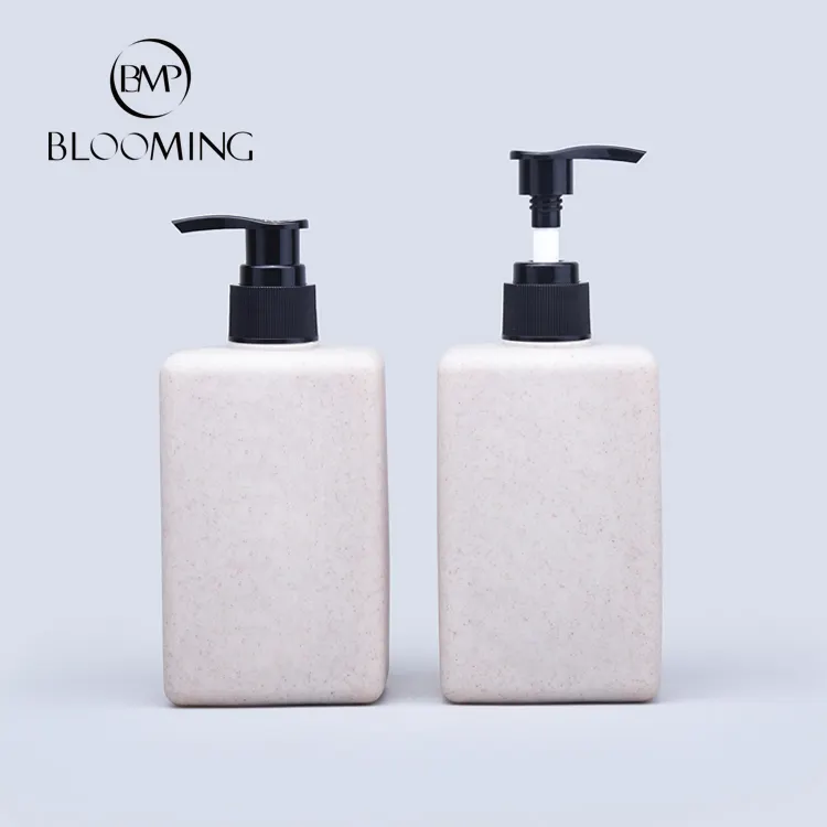 OEM Luxury Hotel Amenities Home Bath Shampoo Empty Cosmetic Packaging Wheat Straw Biodegradable Plastic Bottle