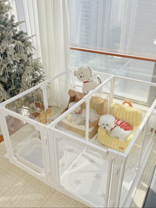 Parc pour animaux de compagnie moderne, sûr, pliable et transparent en plastique, avec motif animal, pour une utilisation en intérieur, pour petits chiens - Product Image 2