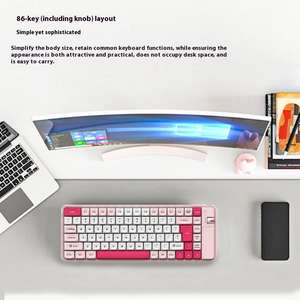 Ensemble <span class=keywords><strong>clavier</strong></span> et <span class=keywords><strong>souris</strong></span> <span class=keywords><strong>sans</strong></span> <span class=keywords><strong>fil</strong></span> à double mode BT multicolores 86 touches pour hommes et femmes, universel, mignon, économiseur d'énergie - Product Image 4