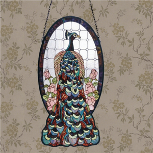 Hermoso Panel de Vidrio Tiffany Hecho a Mano con Diseño de Pavo Real, de 5 mm de Grosor, para Colgar en la Pared o Ventana - Product Image 1