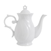 Tetera Moderna de Porcelana Blanca con Forma de Calabaza Acanalada para Té y Café
