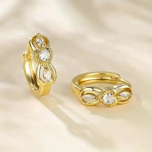 Dreams Of Love Gold Huggie Earrings Heart Cut Zircon Claw Setting Women's <b>Romantic</b> Fashion Jewelry E2924 - Product Image 5