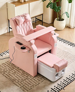 Sillón de Pedicura Reclinable de Cuero/PU Rosa Moderno y Lujoso con Masaje y Sistema de Chorro sin Tuberías, Mueble Ajustable para Spa y Salón - Product Image 1
