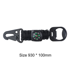 Multifunctional Outdoor Compass Thermometer Bottle Opener Carabiner Paracord Survival Tool Camping Gear 16cm Compact - Product Image 5