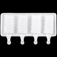 Moule à glace 4 cavités Big Hearts en silicone de qualité alimentaire Outil de fabrication de glace d'été à libération facile avec emballage en sac OPP