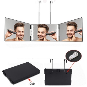 360 Degree 3 Way <strong>Foldable</strong> Hanging Extend Tri-Fold Cosmetic Wall Mounted Makeup <strong>Mirror</strong> Lighted Hair Cutting Tool - Product Image 4