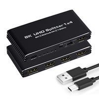 Répartiteur HDMI SYONG 8K 1 entrée 4 sorties avec gestion EDID, répartiteur HDMI 2.1 pour 4 moniteurs, PS5, Xbox Series X, ordinateur portable, projecteur