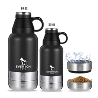 Köpek su şişesi 3 in 1 32oz 64oz özel çift duvar paslanmaz çelik köpek su şişesi gıda ayrılabilir besleme kasesi yalıtımlı