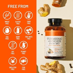 Extracto de Raíz de Cúrcuma Orgánica OEM, Curcumina 95%, Extracto de Rizoma de <span class=keywords><strong>Jengibre</strong></span> 2250mg, Extracto Herbal Vegano Sin OMG, 90 Botellas - Product Image 2