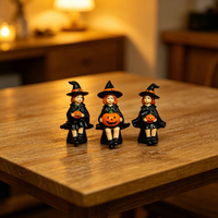 Ensemble de trois figurines de sorcières et citrouilles pour la nuit d'Halloween, accessoires de décoration DIY, mini décorations de table pour les fêtes
