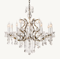 Lustre en cristal rétro américain à 18 lumières, décoration suspendue rustique, pour villa, hôtel de luxe