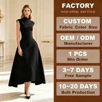 Vernalux 2026 Nouvelle Robe Longue Chic et Raffinée Style Architectural, Col Montant Asymétrique, Détail Anneau Métallique aux Hanches, Ourlet Structuré Évasé