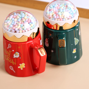 Conjunto de Caixa de Presente de Natal, Caneca de Cerâmica de Grande Capacidade com Tampa e Colher, Caneca para a Véspera de Natal, Souvenir - Product Image 3