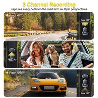 Cámara para Auto con WiFi, 3840*2160P, DVR, Triple Lente, Pantalla IPS de 2'', Visión Nocturna IR, Grabador de Conducción con Condensador - OEM/ODM Disponible