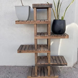 Estante de escalera de madera para interiores y exteriores de 5 niveles Soporte para plantas Estante de madera rústica con estantes - Product Image 1