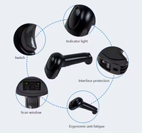 Lector de código de barras Qr 1D 2D inalámbrico de mano, escáner de código de barras láser con cable para recibo, caja registradora, sistema Pos