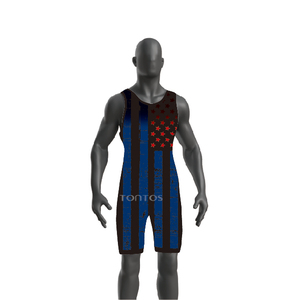 Tùy chỉnh nhiệt-chuyển in cờ Mỹ Đấu Vật SINGLET vớ cho người lớn Spandex/Polyester nhanh khô bán buôn OEM - Product Image 5