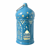 Lanterne en céramique à piles, lumière LED décorative, design mosquée islamique, décoration de table pour la maison, Eid Mubarak