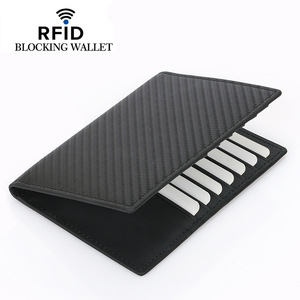 Portefeuille en fibre de carbone et cuir avec logo personnalisé Étui à passeport japonais multiple et porte-cartes RFID à la mode - Product Image 1
