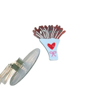 Acétate couleur contrastante sans couture fait à la main doux Triangle/géométrie femmes été nouvelle frange front petit côté pin - Product Image 5