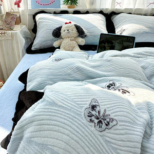 Juego de Ropa de Cama Aoyatex, Juego de Cama de Terciopelo de <span class=keywords><strong>Leche</strong></span> de Doble Cara, Funda de Edredón Peluda, Juegos de Cama <span class=keywords><strong>en</strong></span> Blanco y Negro - Product Image 5