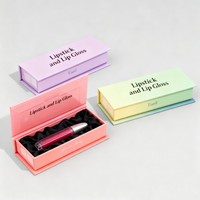 Boîte d'emballage rigide de luxe en gros avec fermeture magnétique, recyclable, pour ensemble de rouges à lèvres et gloss, avec insert en soie