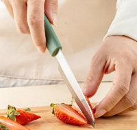 Cuchillo de Cocina de Acero Inoxidable con Funda Protectora, Cuchillo para Cortar Frutas Color Verde Matcha, Cuchilla Afilada