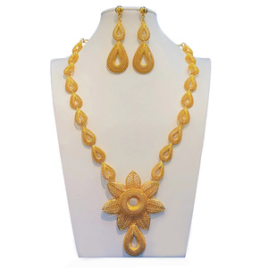 Dubai thời trang Bridal <span class=keywords><strong>Set</strong></span> đồ trang sức sang trọng <span class=keywords><strong>Set</strong></span> 18K mạ vàng tuyệt đẹp Vòng cổ bông tai cho phụ nữ - Product Image 2