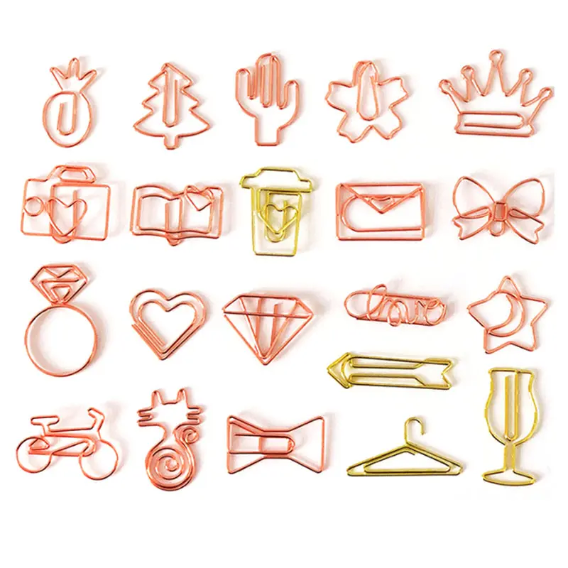 Read to ship supplies Metal paper clips Gold rose gold Different shape paper clips accept custom shapes