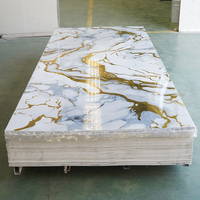 Panneau mural en PVC écologique imperméable pour décoration intérieure, feuille de marbre brillant UV, service de découpe, tailles personnalisables