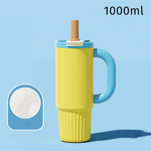 1000ml Ceramic Inner Vacuum Insulated Tumbler <b>Large</b> Capacity Portable Straw Cup Car Ice Tumbler New Car Cup <b>Water</b> <b>Bottle</b> OEM ODM - Product Image 5