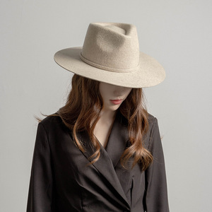 Chất lượng cao rộng vành 100% len cảm thấy Fedora Hat sombreros bán buôn màu rắn đồng bằng cứng Vành phụ nữ người đàn ông Fedora mũ - Product Image 3