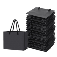 Bolsas de Papel de Embalaje de Lujo Negras para Compras, Regalos, Joyería y Vino, con Logotipo Personalizado Impreso, al por Mayor