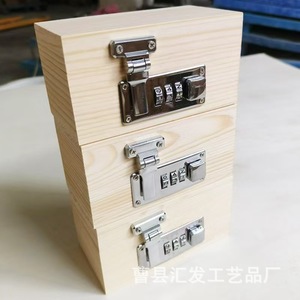 Wooden Password <b>Box</b> With Lock Rectangular Solid Color Jewelry Storage <b>Box</b> For Home Use - Product Image 3