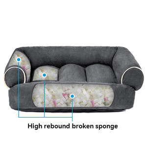 Cama para Perros de Otoño-Invierno, Estilo Nuevo, para Sueño Profundo, Camas para Mascotas con Diseño <span class=keywords><strong>S</strong></span>ólido, Material de Lona y Esponja, Embalaje en Caja, de Fábrica - Product Image 4