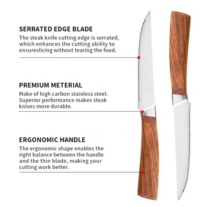 Cuchillo dentado <span class=keywords><strong>para</strong></span> bistec de cerdo, hoja de 5 pulgadas, cuchillo Universal de utilidad de acero inoxidable, cortador de <span class=keywords><strong>carne</strong></span> pulido mate de Bambú - Product Image 4